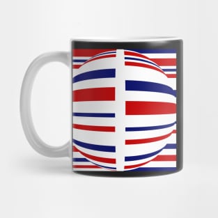 A red, white and blue globe Mug